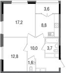 Планировка 2-комнатной квартиры, 57,7 м2