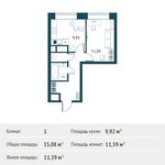 Планировка 1-комнатной квартиры, 35,08 м2