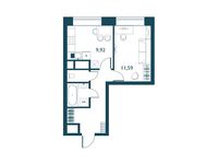 Планировка 1-комнатной квартиры, 35,08 м2