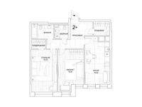 Планировка 2-комнатной квартиры, 70,88 м2