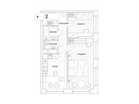 Планировка 2-комнатной квартиры, 56,12 м2