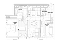 Планировка 3-комнатной квартиры, 68,04 м2