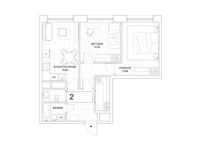 Планировка 2-комнатной квартиры, 57,12 м2