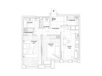 Планировка 2-комнатной квартиры, 70,87 м2