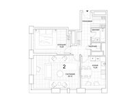 Планировка 2-комнатной квартиры, 68,38 м2