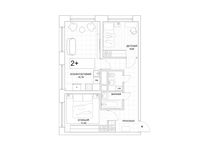 Планировка 2-комнатной квартиры, 56,07 м2