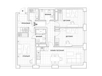Планировка 3-комнатной квартиры, 96,8 м2