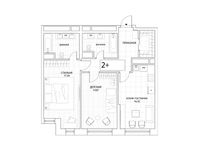 Планировка 2-комнатной квартиры, 72,5 м2