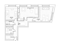 Планировка 2-комнатной квартиры, 74,73 м2