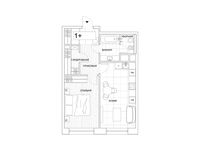 Планировка 1-комнатной квартиры, 49,46 м2