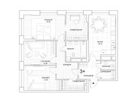 Планировка 3-комнатной квартиры, 97,08 м2