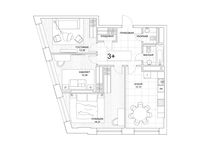 Планировка 3-комнатной квартиры, 78,97 м2