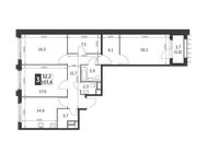Планировка 3-комнатной квартиры, 103,8 м2