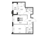 Планировка 2-комнатной квартиры, 62 м2