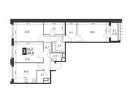 Планировка 3-комнатной квартиры, 103,8 м2