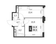 Планировка 1-комнатной квартиры, 39,5 м2