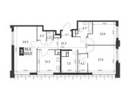 Планировка 3-комнатной квартиры, 102 м2