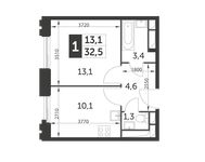 Планировка 1-комнатной квартиры, 32,5 м2
