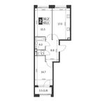 Планировка 2-комнатной квартиры, 63,1 м2