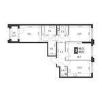 Планировка 3-комнатной квартиры, 89,5 м2