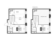 Планировка 3-комнатной квартиры, 74,3 м2