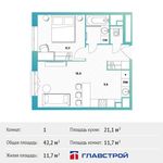 Планировка 1-комнатной квартиры, 42,2 м2