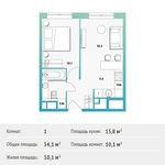 Планировка 1-комнатной квартиры, 34,1 м2
