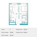 Планировка 1-комнатной квартиры, 32,8 м2