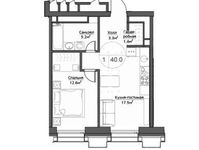 Планировка 1-комнатной квартиры, 40,3 м2
