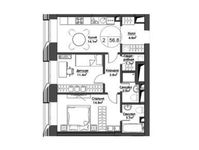 Планировка 2-комнатной квартиры, 55,7 м2