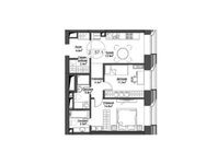 Планировка 2-комнатной квартиры, 57,6 м2