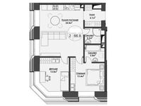 Планировка 2-комнатной квартиры, 65,1 м2