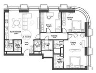 Планировка 4-комнатной квартиры, 124,4 м2