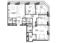 Планировка 4-комнатной квартиры, 125 м2