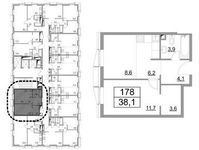 Планировка 1-комнатной квартиры, 37,1 м2