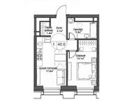 Планировка 1-комнатной квартиры, 39,6 м2