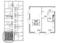 Планировка 1-комнатной квартиры, 42,7 м2