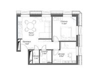 Планировка 2-комнатной квартиры, 47,8 м2