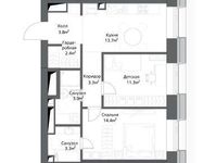 Планировка 2-комнатной квартиры, 56,1 м2