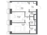 Планировка 2-комнатной квартиры, 56,8 м2