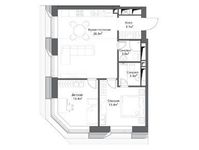 Планировка 1-комнатной квартиры, 65,3 м2