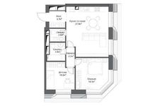 Планировка 2-комнатной квартиры, 65 м2