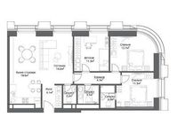 Планировка 3-комнатной квартиры, 87,4 м2