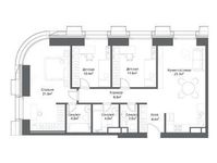 Планировка 3-комнатной квартиры, 88,5 м2