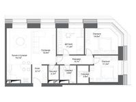 Планировка 3-комнатной квартиры, 87,8 м2