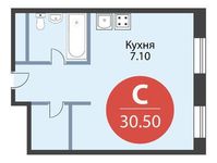 Планировка квартиры студии, 30,5 м2