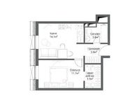 Планировка 1-комнатной квартиры, 37,1 м2