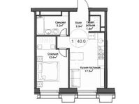 Планировка 1-комнатной квартиры, 40,4 м2
