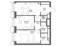 Планировка 2-комнатной квартиры, 57 м2