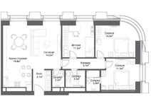 Планировка 3-комнатной квартиры, 88 м2
